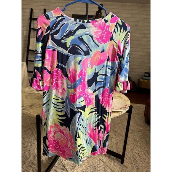 Lilly Pulitzer Sophie UPF 50 Ruffle High Tide Tropicolada Dress Size L - Picture 2 of 6
